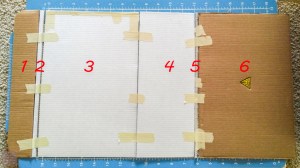 ここが今回の山場。2本の細い厚紙を折り曲げる角に入れることで、角に柔軟性を持たせることができた。